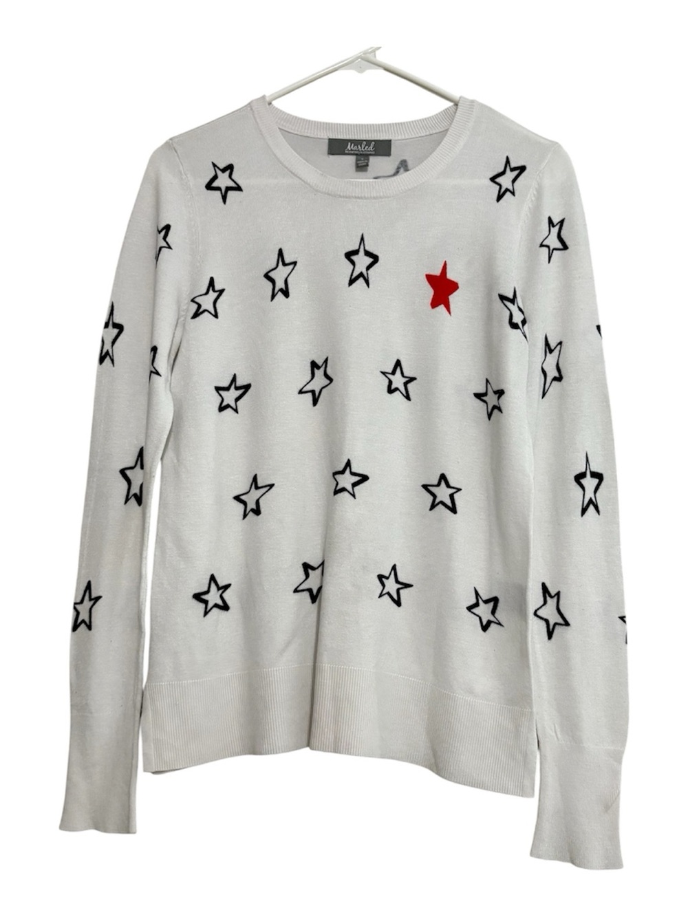 Marled Reunited Clothing White Star Print Long Sleeve Top